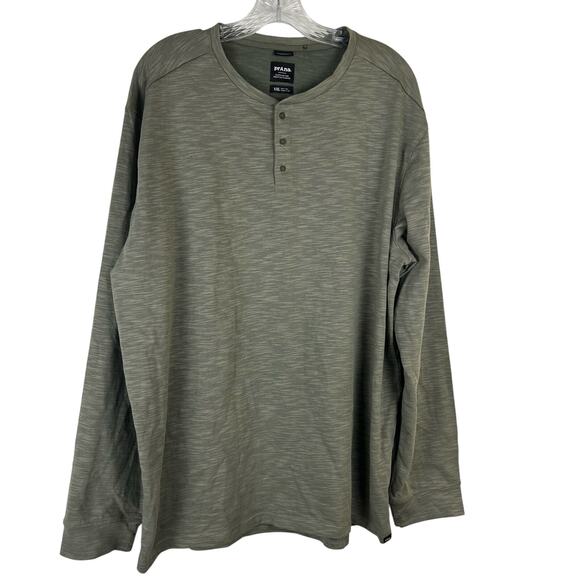 Prana Mens Henley Shirt Size XXL Green Standard Fit Ronnie Long Sleeve - Picture 1 of 6